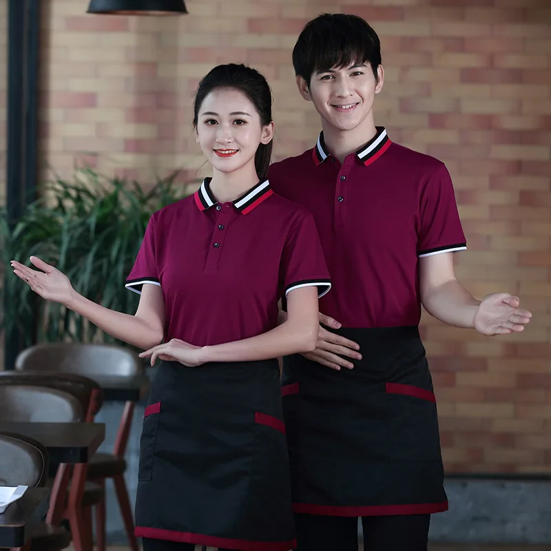 

Waiter Workwear Short Sleeve Customized T-shirt Men Women Printed Logo Printing Advertising Shirt Catering Hot Pot Shop Tooling