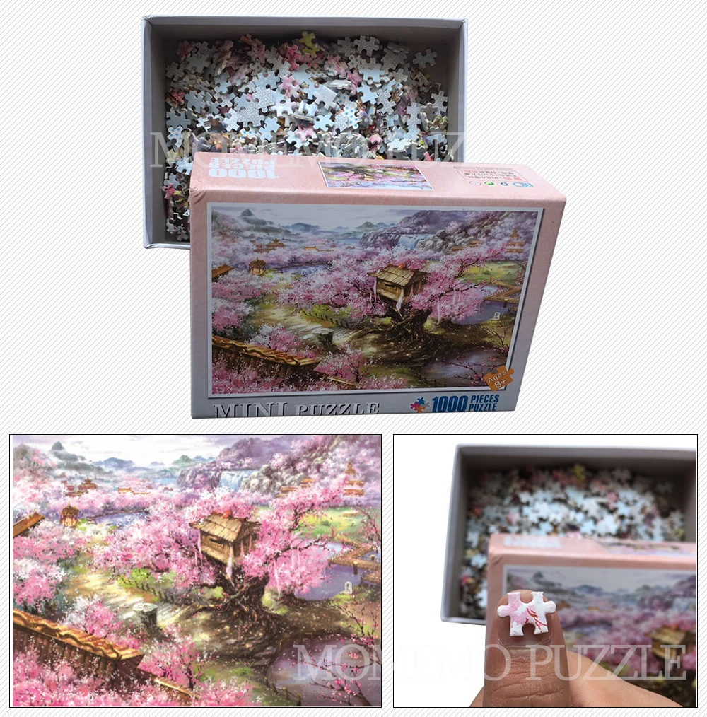 MOMEMO Красивая Сакура головоломка 1000 шт. игрушки-головоломки для взрослых деревянный Пейзаж головоломка DIY головоломки для сборки игрушки
