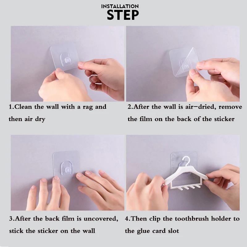 

1Pc Hanger Shape Traceless Toothbrush Stand Rack Toothbrush Organizer Wall-Mounted Holder Space Saving Bathroom Accessories
