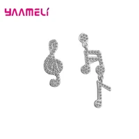 new design 925 sterling silver fashion full crystal note stud earrings women exquisite student girlfriend jewelry accessories
