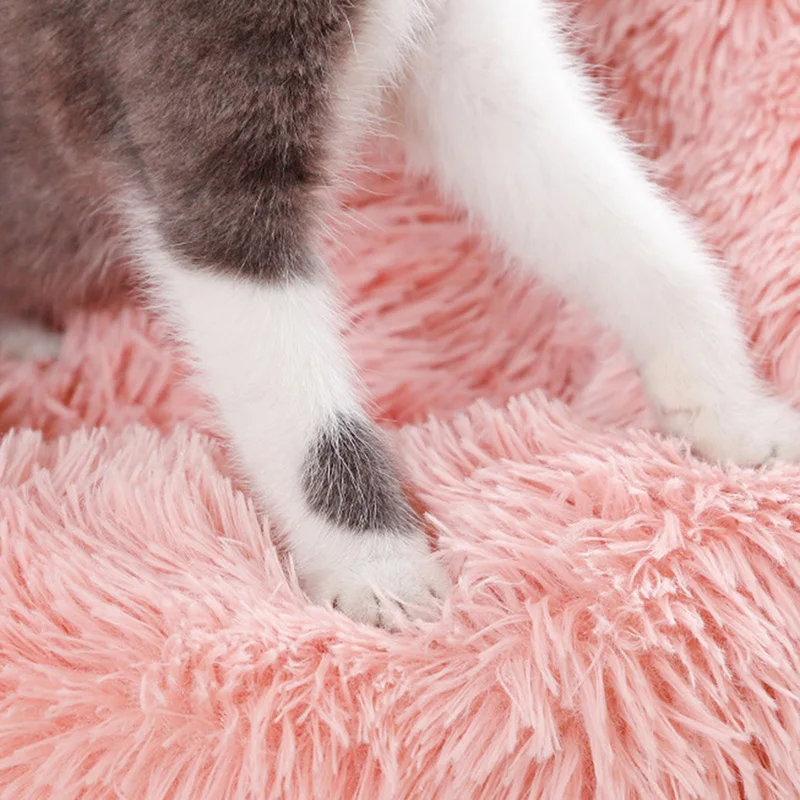 

40cm Round Plush Cat Bed Pet Dog Bed Pet Products Winter Plush Solid Color Dog Keep Warm Bed Pet Cat House