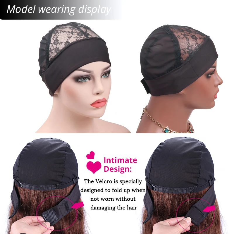 Nunify Collection Lace Wig Cap For Making Headband Wigs Gripcap 5Pcs/Lot Grip Band Plus Mesh Dome Black Hair Nets | Шиньоны и парики