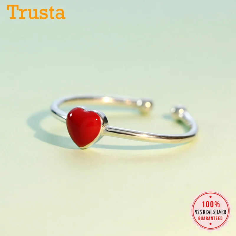 

Trusta Women 925 Sterling Silver Fashion Jewelry Red Heart Cocktail Ring Sizable 5 6 Girls Kids Xmas Gift Drop Shipping DS177