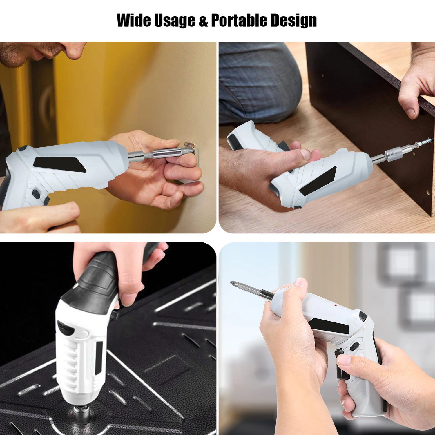 

47pcs Electric Screwdriver Lithium Battery Rechargeable Drill Screwdriver Cordless Electric Drill Power Tools USB Charge