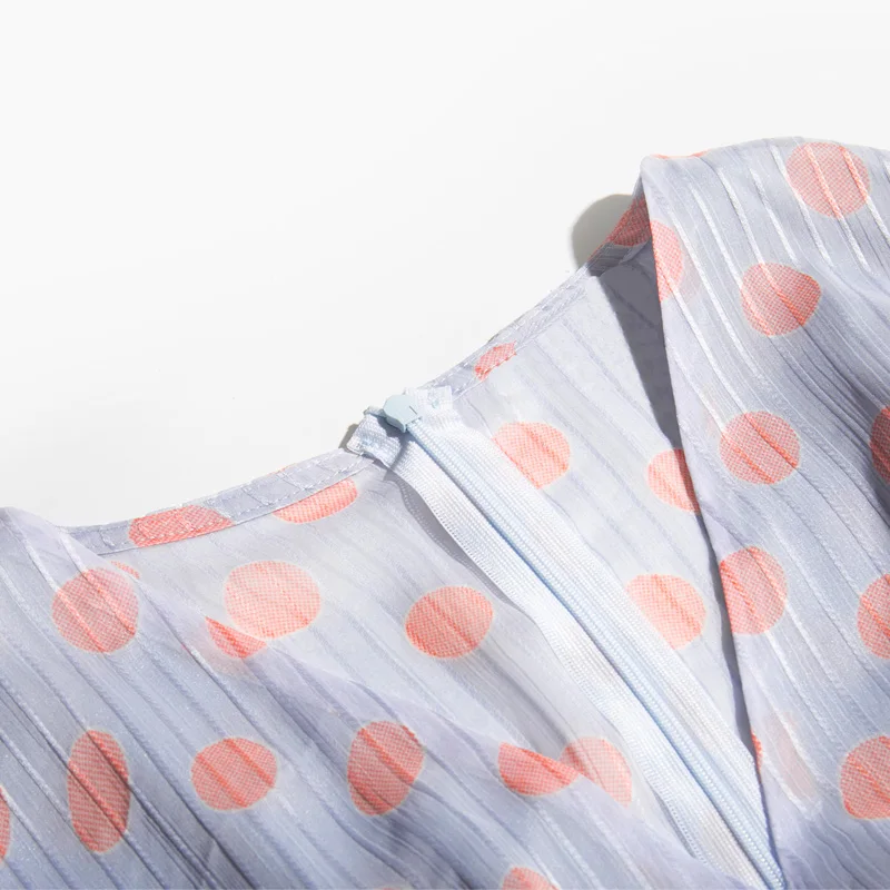 Летний женский комбинезон повседневный в горошек с V образным вырезом и длинными