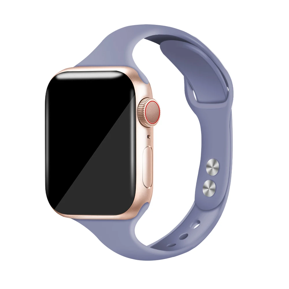 Силиконовый ремешок для наручных часов Apple Watch 38 мм, 42 мм, iwatch, версия 4 полосным 44 мм/40 мм спортивный браслет резиновый ремешок для наручных часов iwatch, версия 5 4 3 2 1 - Цвет ремешка: Lavender ash