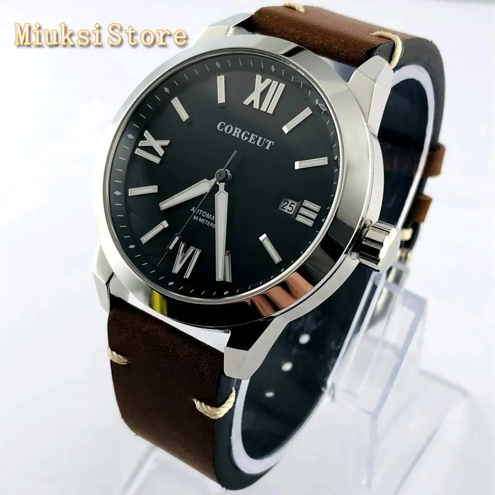 Мужские светящиеся часы с кожаным ремешком 41 мм|Мужские механические часы| |