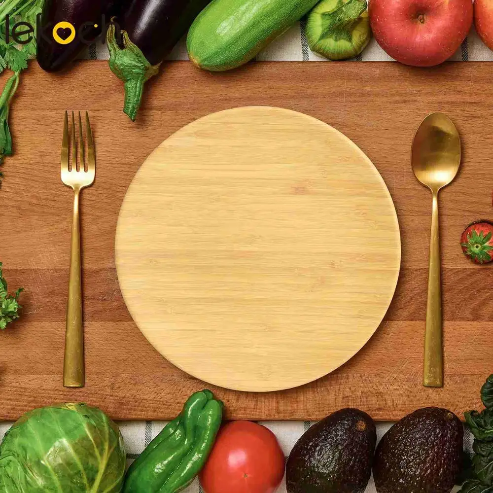 LEKOCH бамбуковые тарелки 4 шт. Бамбуковая тарелка с зернистым узором посуда ручной