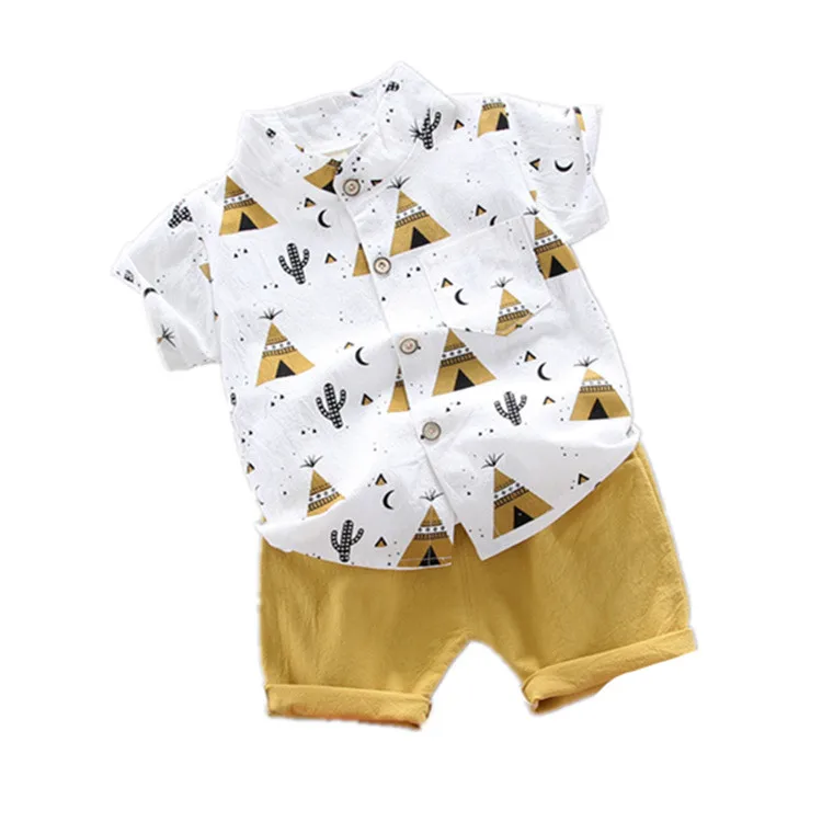 Комплект одежды для мальчиков 2020 летний костюм маленьких джентльменские Топы с