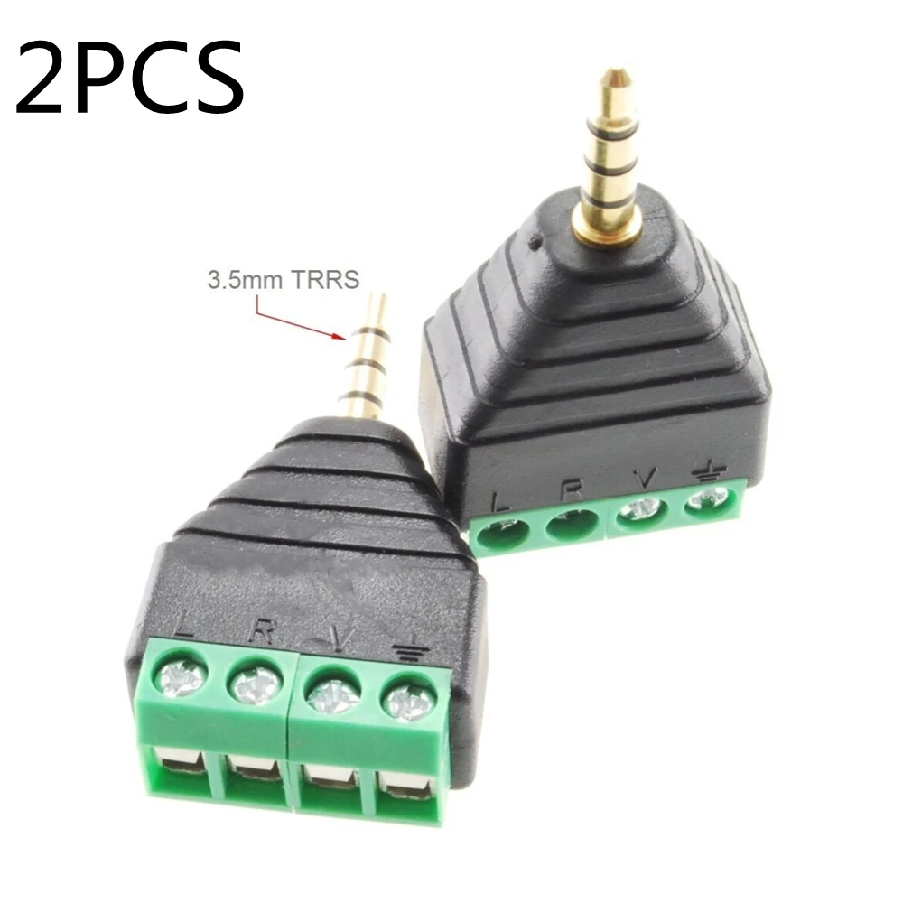 

2-Pack 3.5mm 1/8" TRRS Male Jack to AV 4-Screw Terminal Block Balun Connector