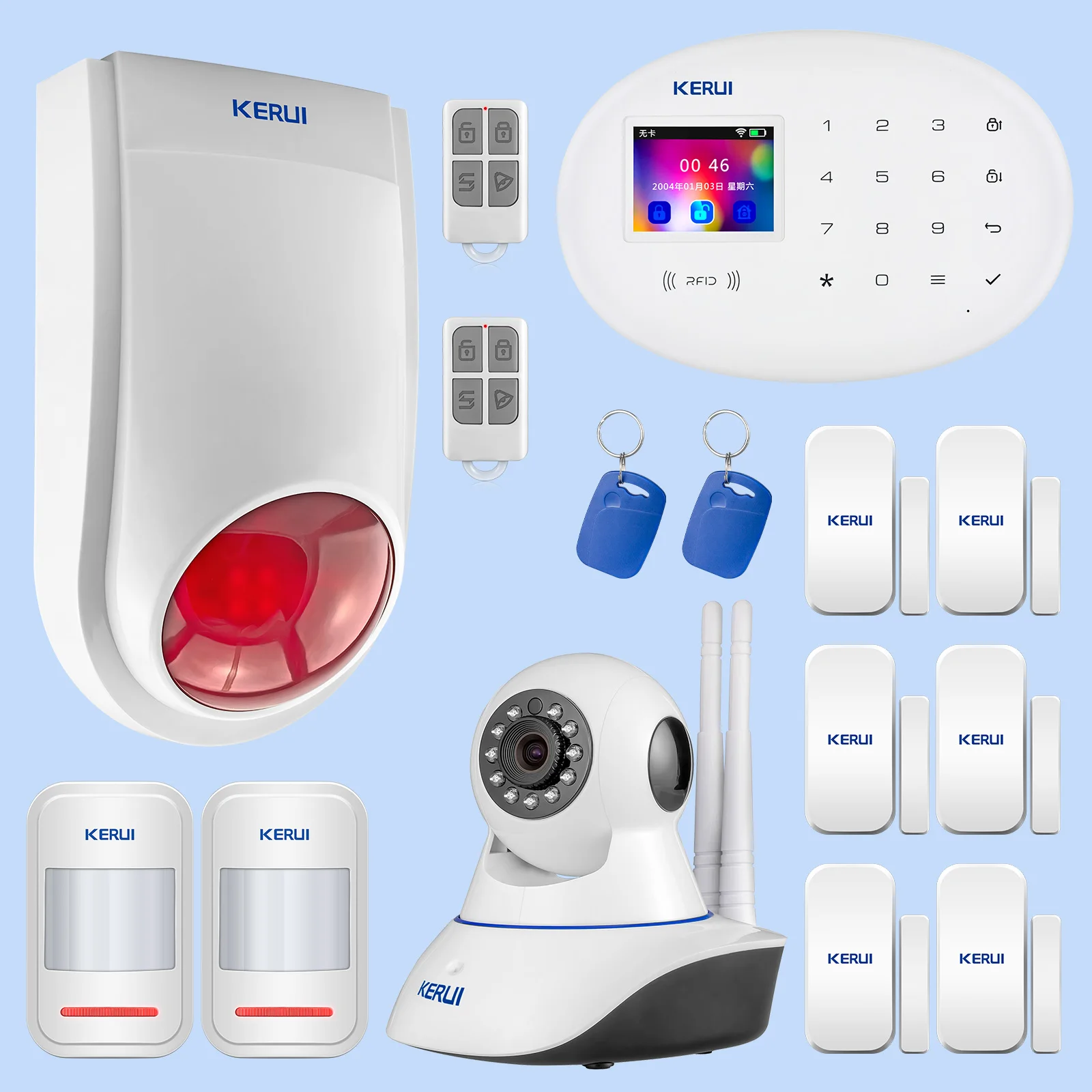 KERUI наружная Солнечная вспышка WIFI камера GSM охранная сигнализация комплект