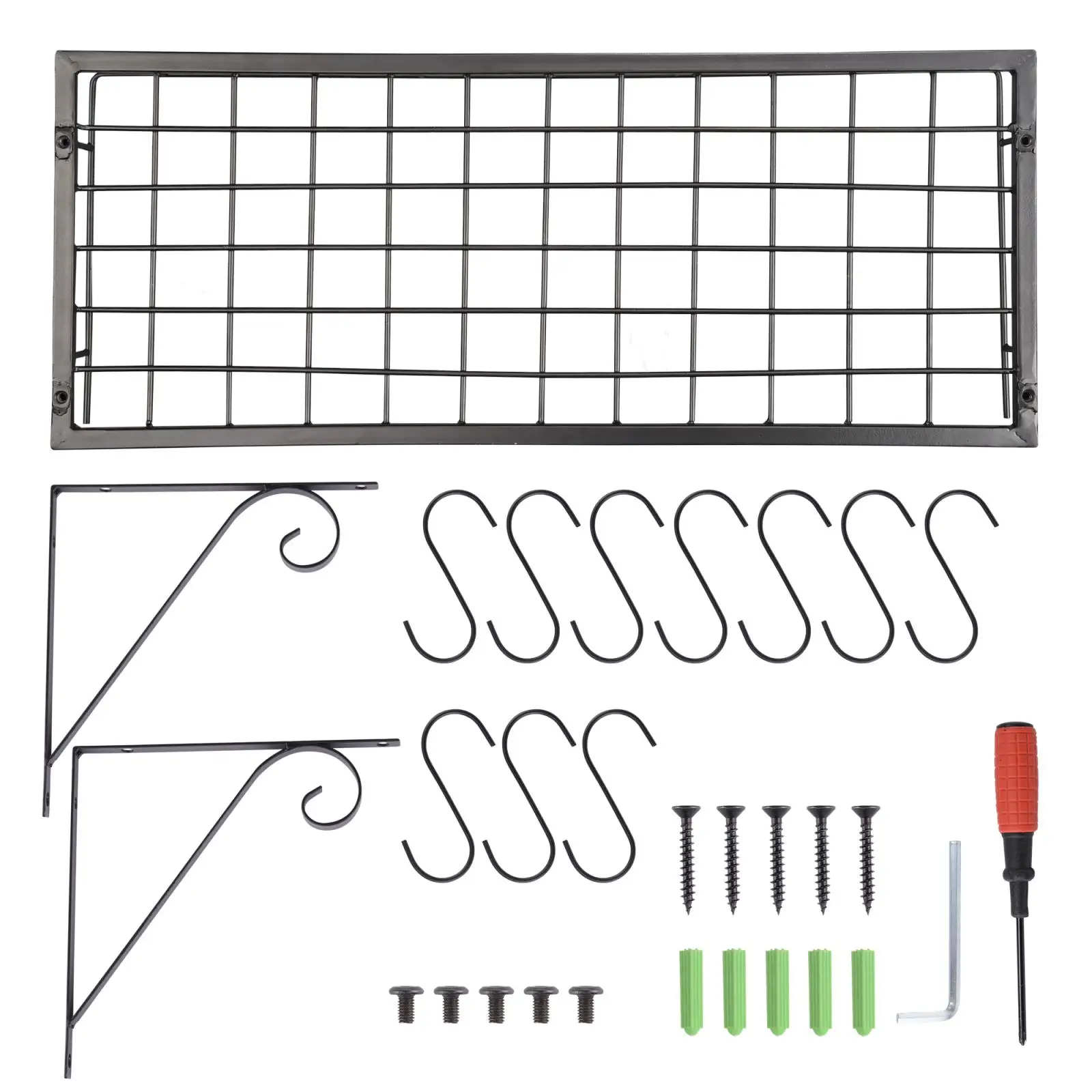 

Metal Iron Wall Mount Rack Storage Organizer with Hooks for Kitchen Bathroom