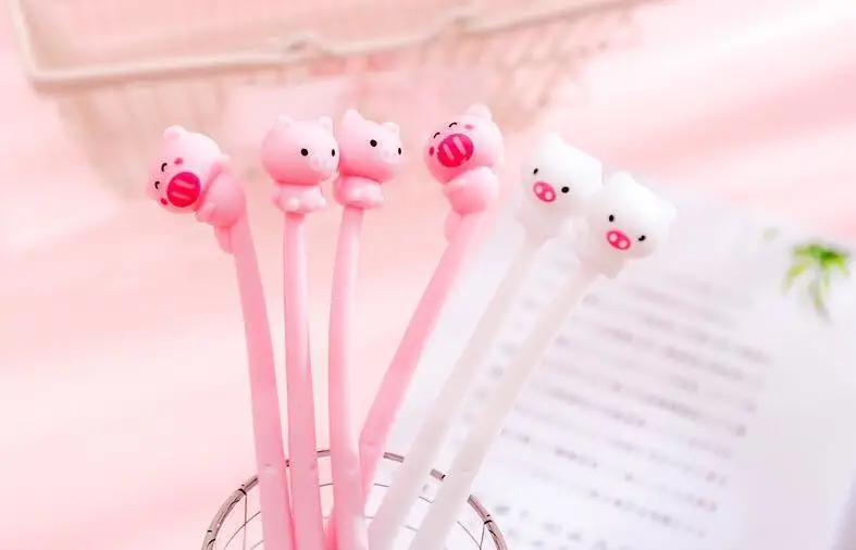 1 Piece Lytwtw's Kawaii Cute Pig Fashion School Office Supplies Students Gift Awards Accessories Stationery Black Ink Gel Pen