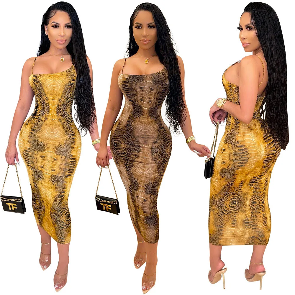 

Zoctuo Womens Dress Leopard Party Dresses For Women Sexy Club Bodycon Skinny Tight Female Spaghetti Straps Vestidos Outfits New