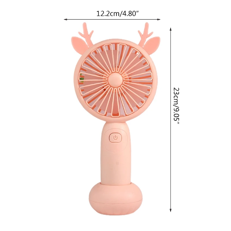 

Cute Round Shape Portable Fan Small Antlers Horn Decorative Mini Handheld Air Cooler USB Charging Small Personal Cooling