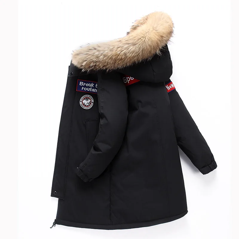 

30 Degrees Men's Camouflage Down Jacket Winter Thicken Warm Fur Collar Hooded Coats Windbreaker White Duck Down Parka Overcoat