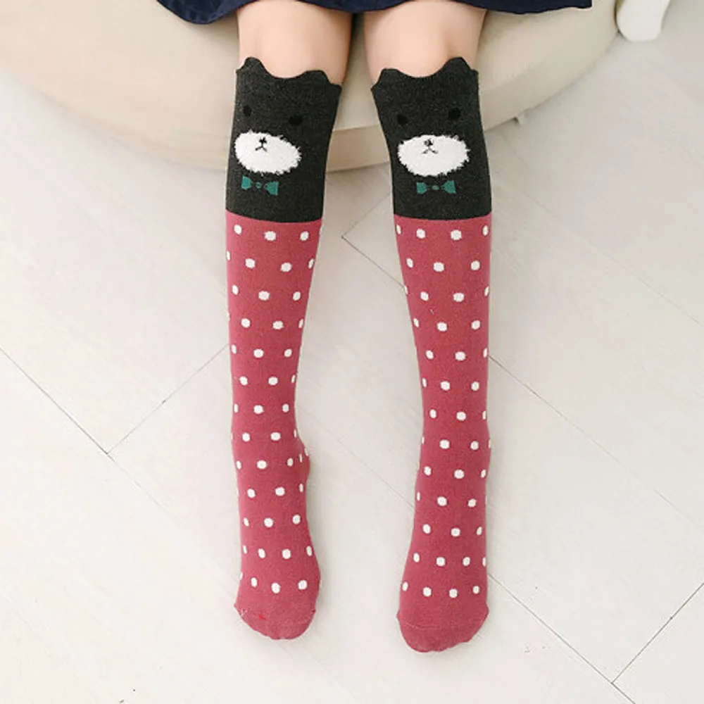 Детские длинные носки для девочек до колена с животным рисунком милые женские