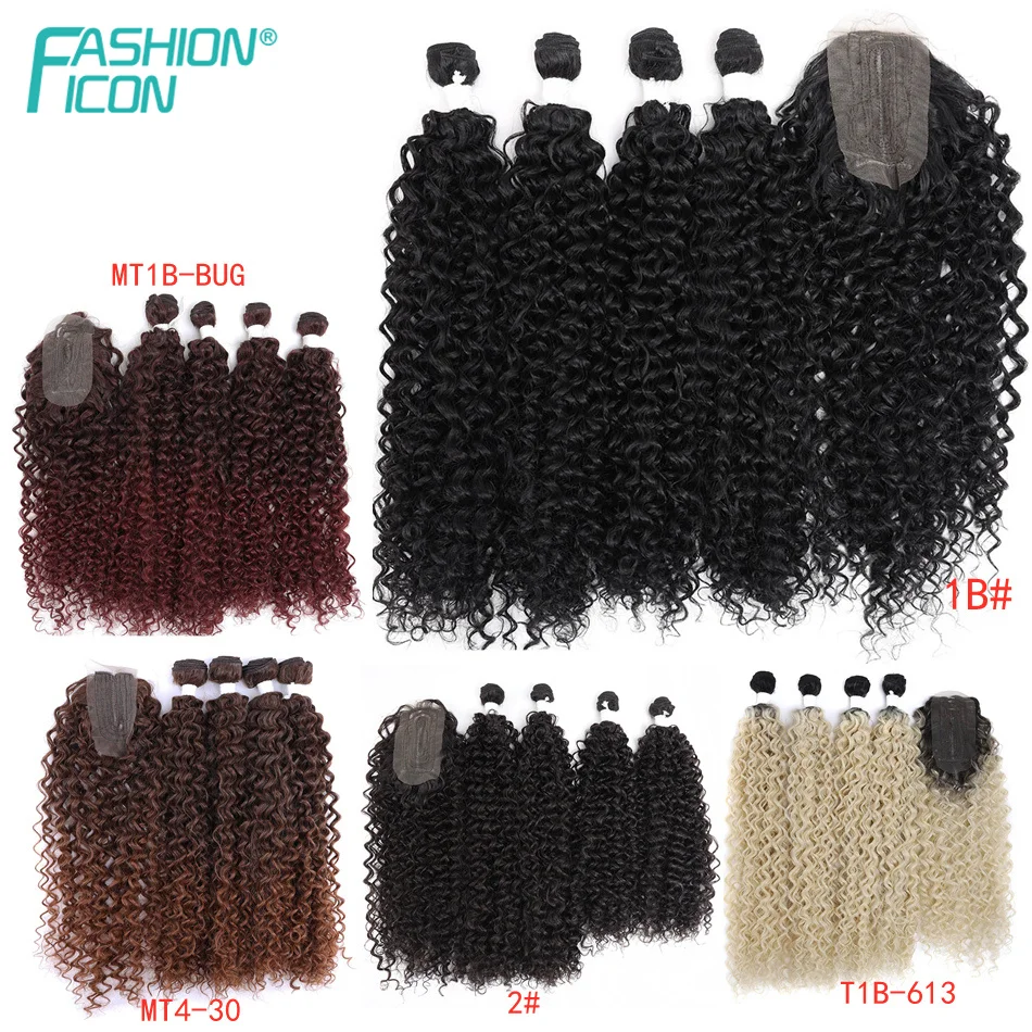 

Synthetic Hair Bundles With Topper Water Wave 4+1 Five Pieces 24-26Inches Long Hair Extension Free Shipping By Fashion Icon