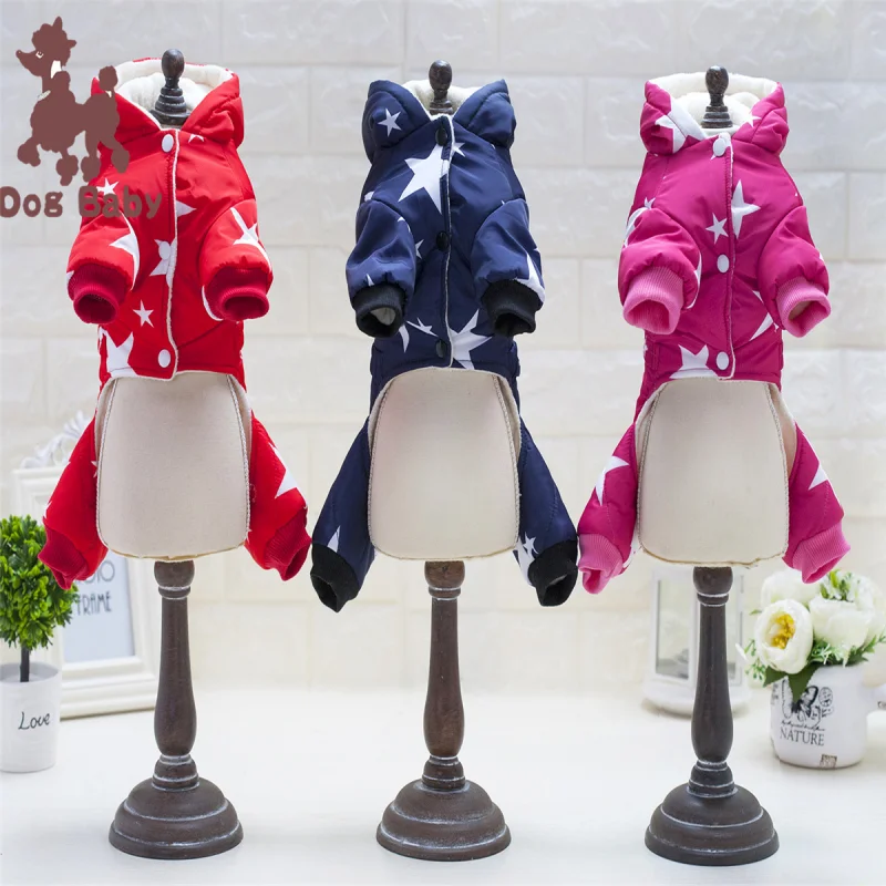 Ropa para perros peque&ntilde;os y medianos, abrigo de algod&oacute;n c&aacute;lido de moda, Estrella gruesa de cuatro patas, oto&ntilde;o e invierno, novedad-1