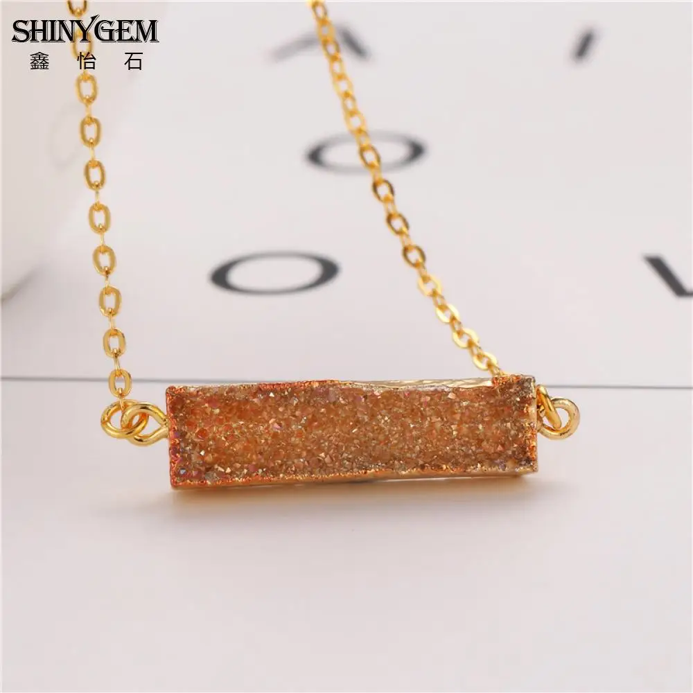 Женское Ожерелье с натуральным кристаллом ShinyGem Charm 8*30 мм|chokers necklaces for women|druzy