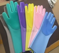 1 pair dish washing gloves magic silicone dishes cleaning gloves with cleaning brush kitchen wash housekeeping scrubbing gloves