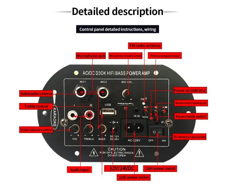 1pc Brand New D3 8 &quot/ 10&quot Bluetooth-Compatible Home Audio Amplifier Board 12V24V220V Subwoofer USB FM TF | Электроника