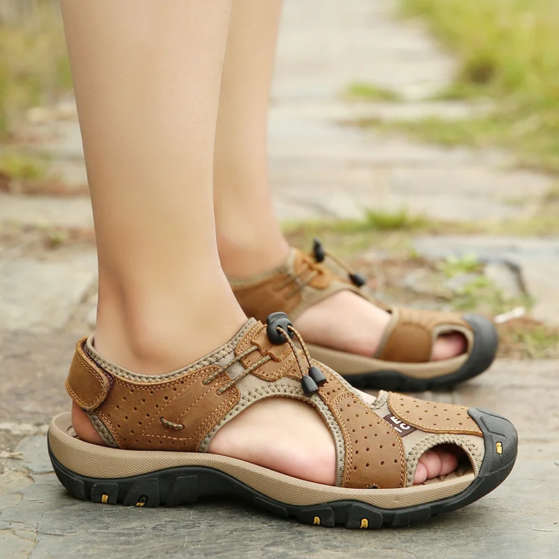 

Sandalia Masculino Em Couro White Sandals Men Plage Sandales Vietnam Mens Genuine Leather Gladiator For Big Size Shoes