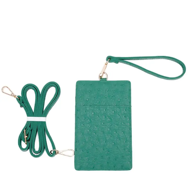 Strap Ostrich Green Бренд класса люкс Натуральная кожа мобильный держатель для карт Змеиный узор женские сумки чехол Мобильный держатель для карт крокодил сумка для мобильных карт - Цвет: Strap Ostrich Green