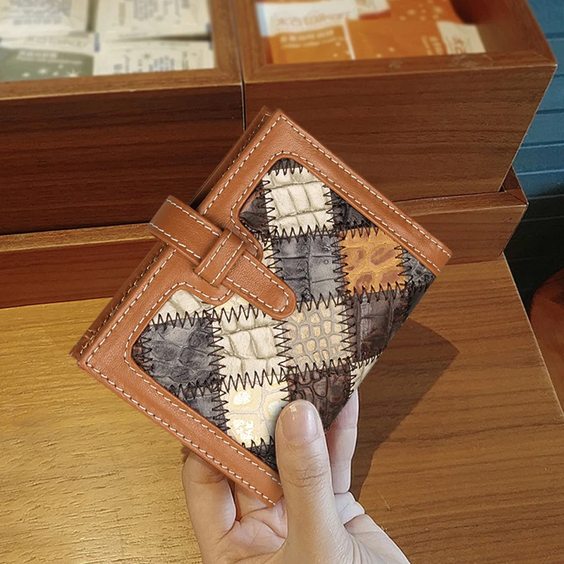 

2021 Retro Genuine Leather Women's Small handbag ID Card Holder Female Short Purse Girl's Clutch Bag Ladies Hasp Coin Purses