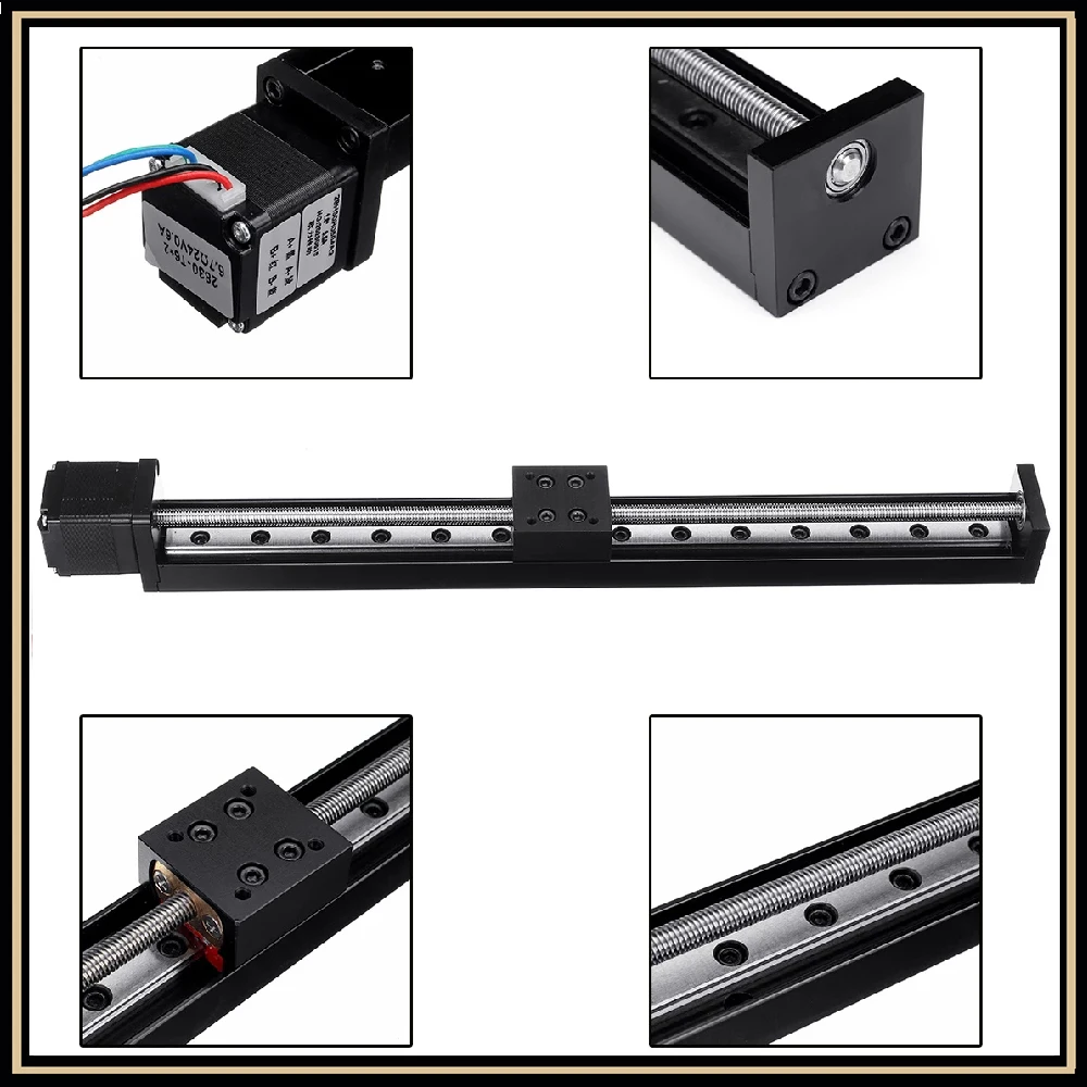 cnc parts linear guides rail linear stage 50mm 100mm stroke with stepper motor linear rail module screw actuator for 3d printer free global shipping