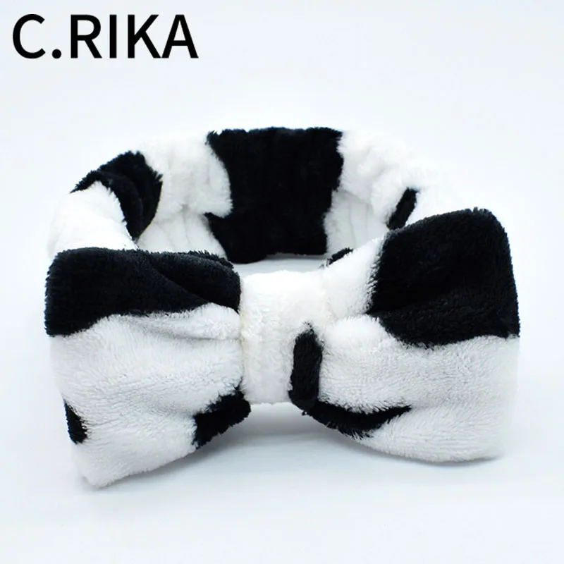 Корейский новый модный принт коровы для женщин и девочек бантик повязка на