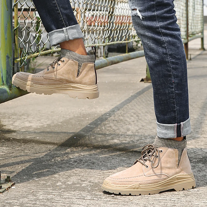 

Men's Casual Leather Shoes Men Casual Shoes 2020 Mens Hot Sale Sneakers High Breathable Leather Top For Sports Running Man