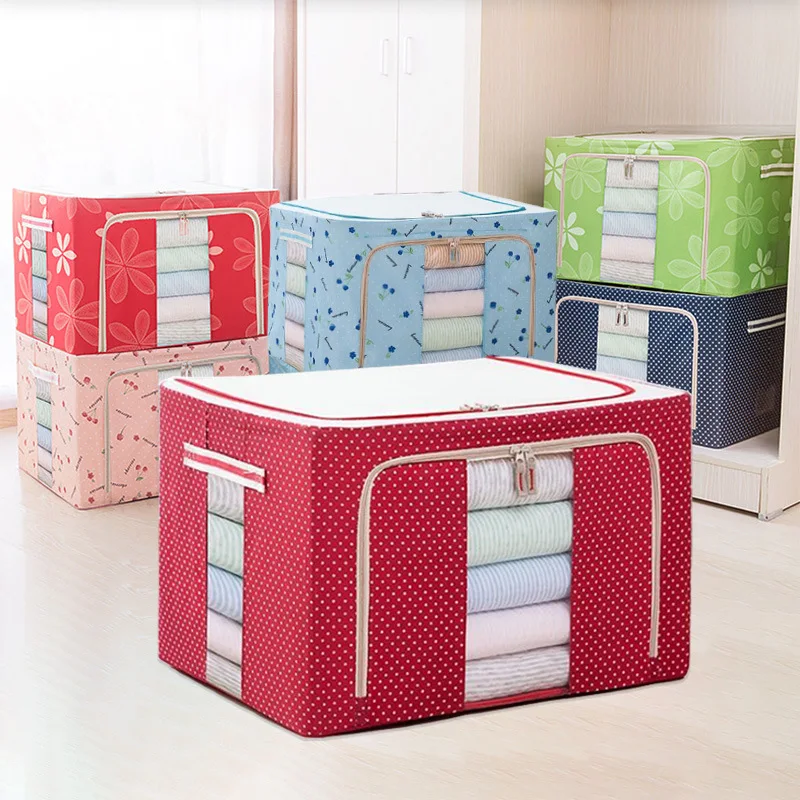 

Cartoon Pattern Storage Box Oxford Cloth Folding Zippered Clothing Organizer Family Underwear Storage Bins Clothes Organiser