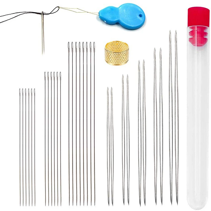 

Dailylike 30 PCS Beading Needles Set Big Eye Needles And Long Straight Needles with Bottle for Bracelet Necklace Easy Threading