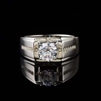 luxurious ring 1 3ct mens rings moissanite gemstone 925 sterling silver platinum plated white gold fine jewelry drop shipping