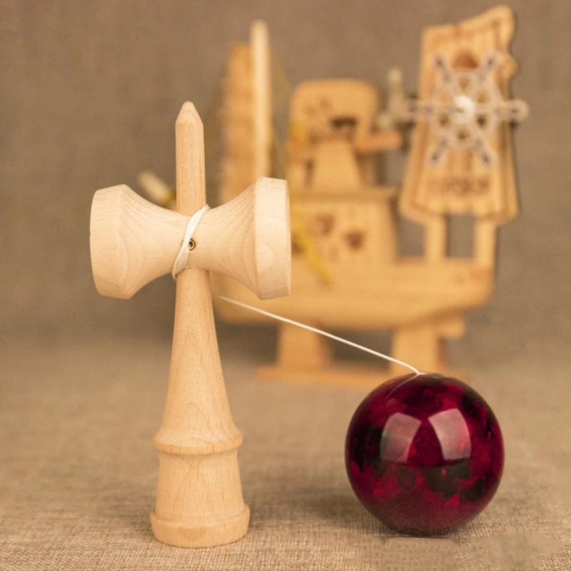 Red 18 см шар Kendama деревянные игрушки мраморный цвет Kendama профессиональные умелые шарики для жонглирования игрушки для взрослых детей случайные цвета - Цвет: Red