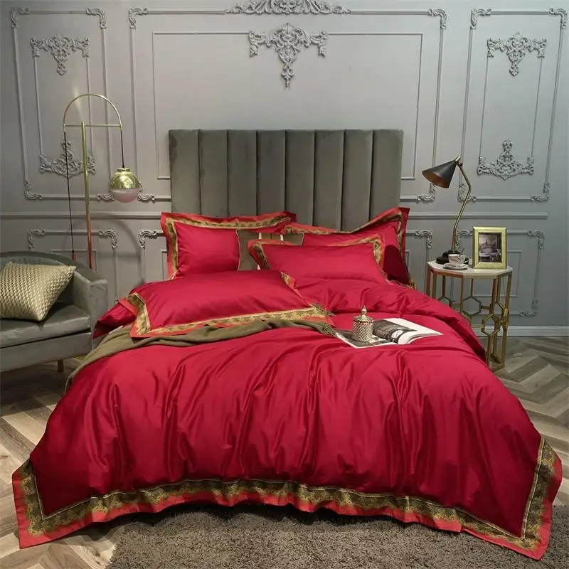 Цифровое шелковое постельное белье комплект из длинного штапельного хлопка