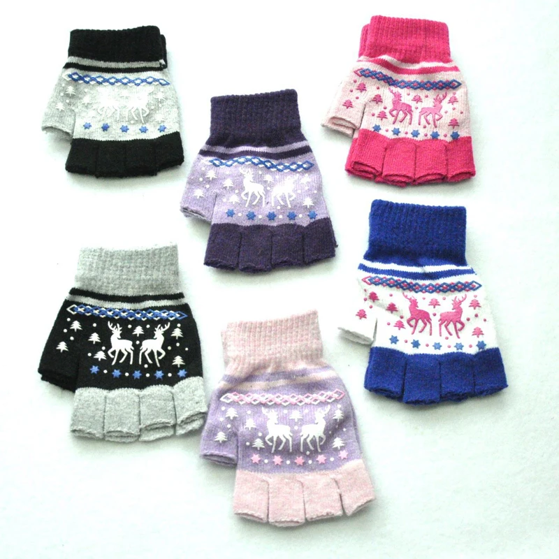 

Перчатки, новинка 2021, модные вязаные плотные перчатки для мужчин и женщин, теплые осенне-зимние перчатки с принтом рождественского оленя