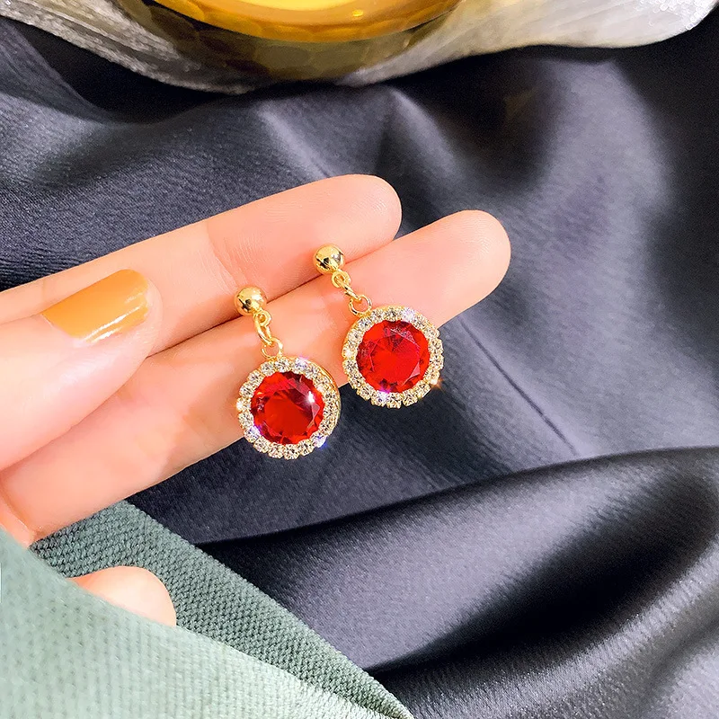 Новые золотые круглые серьги роскошные Серьги серебряного цвета с кристаллами