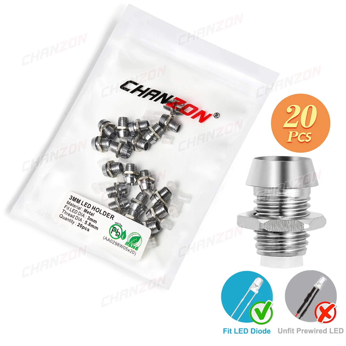 

Пластиковый держатель светодиодов 3 мм, 5 мм, 8 мм, 10 мм