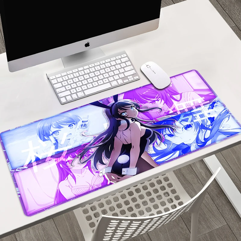 

Игровой коврик для мыши Sakurajima Mai для девочек, белый коврик для мыши для игр, большой Настольный коврик для геймеров xxl, коврик для аниме 900x400 мм