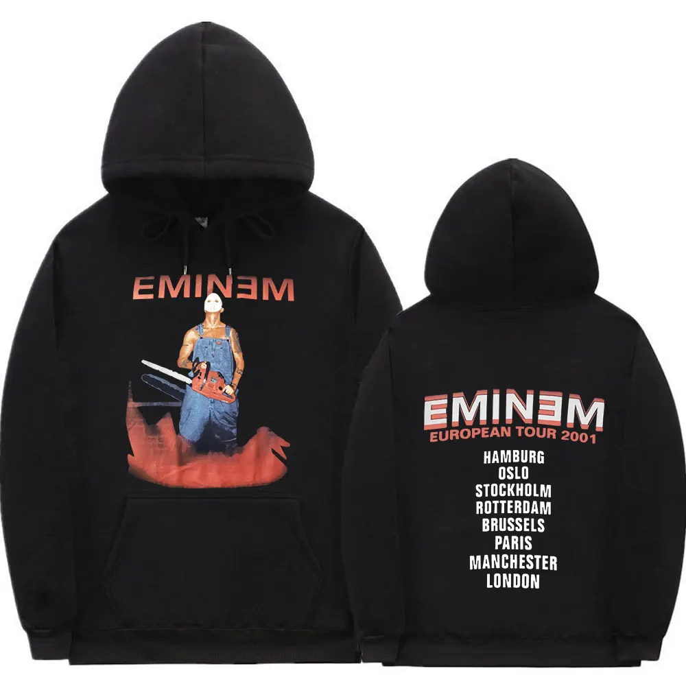 

Eminem European Tour 90s Hip Hop Rap Promo Hoodie Hot New Print Sweatshirts Men Women Pullover Oversized Streetwear Tops Hoody