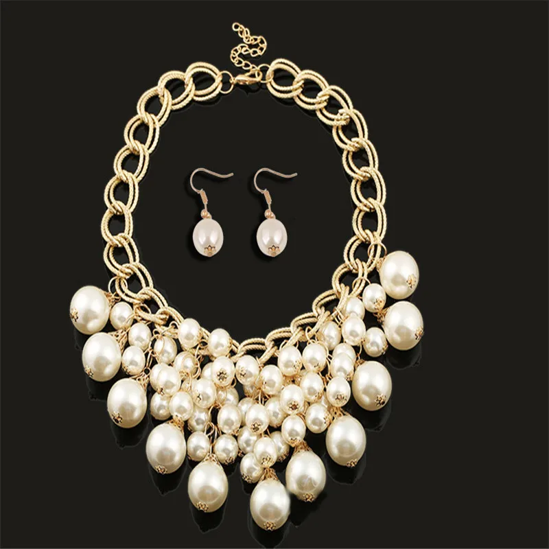 Модные ювелирные наборы искусственная подвеска многослойное ожерелье серьги