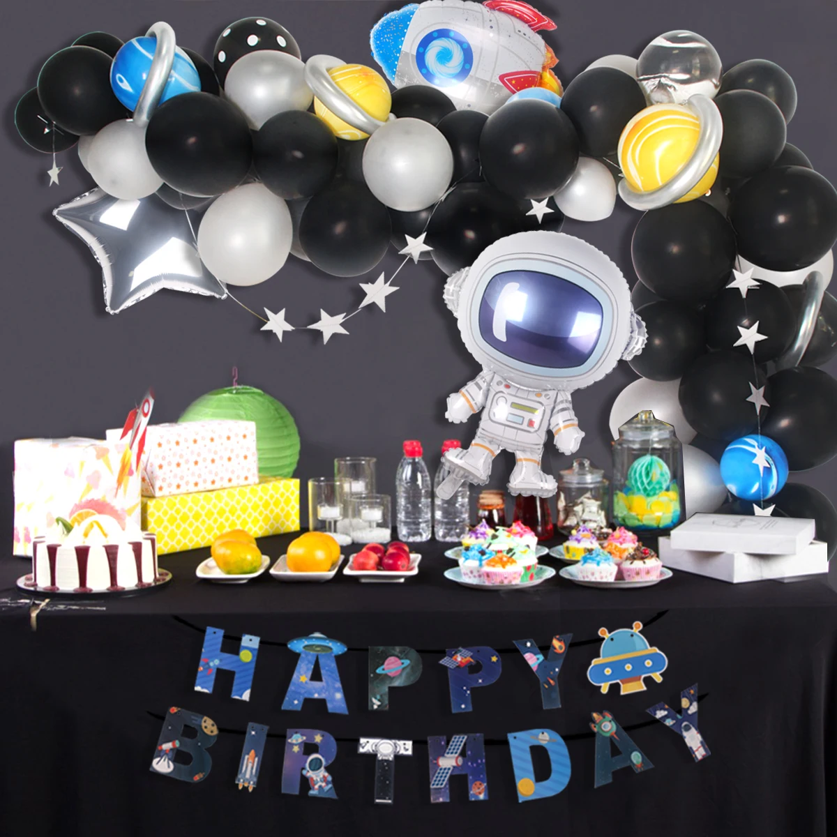 Astronaut Rocket Latex Balloons Outer Space Party Supplies Space Theme Birthday Party Decoration Kids Baby Shower Decor For Boy