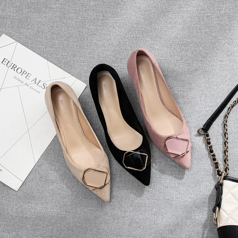 

2019 New Autumn And Winter Shoes Pointed High Heels Fine with Single Shoes Women Buckle Women's Shoes