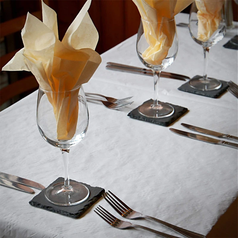 

4 Pieces Rustic Round/Heart/Square Slate Stone Coasters 4 Inch Handmade Coasters for Bar and Home