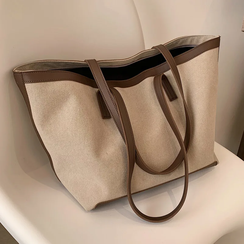 Новая модная Холщовая Сумка-тоут 2021, Большая вместительная простая брендовая сумка в иностранном стиле, сумка-шоппер, дизайнерская женская ...