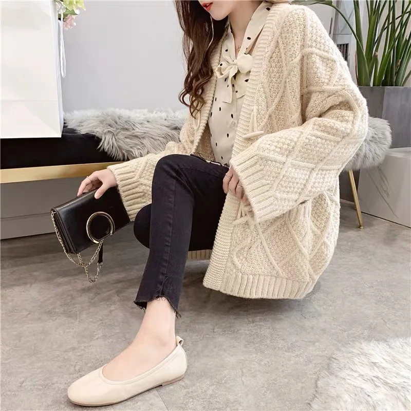 Осень Зима Повседневный harajuku негабаритный свитер шикарная одежда высокого качества Свободный Красный объемный кардиган женский вязаный жакет