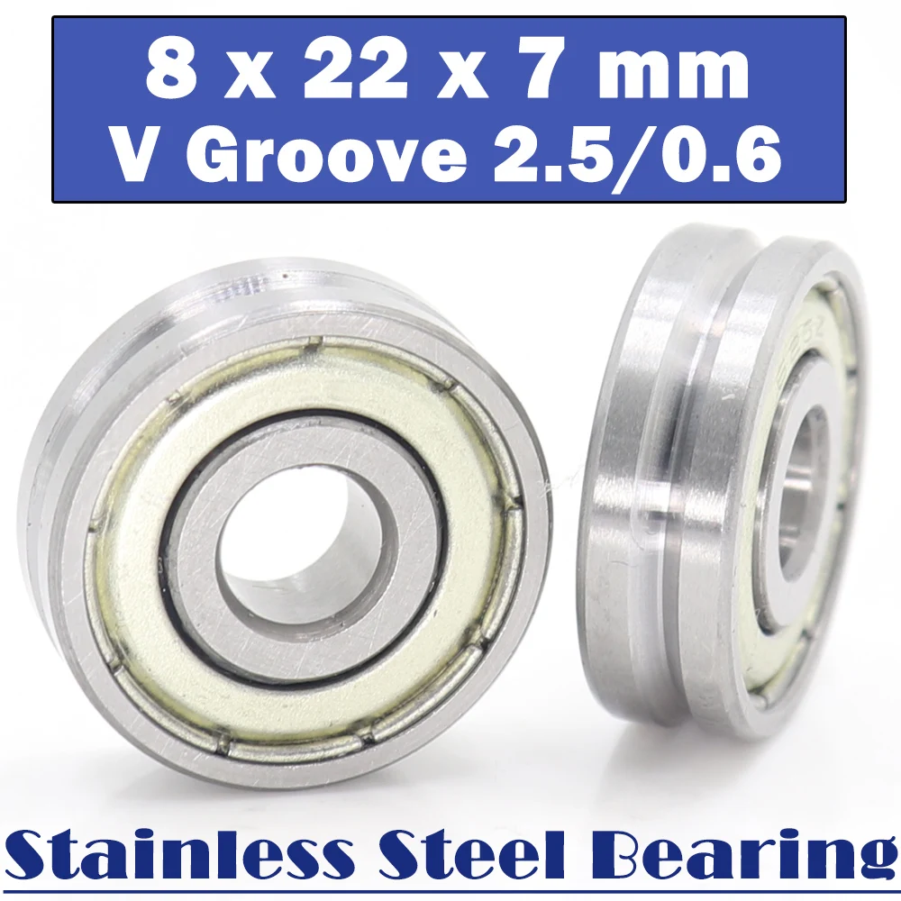 608ZZ Outer Ring With V groove Stainless Bearings 8*22*7 mm 