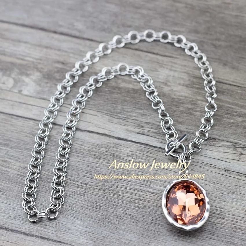 Женское Ожерелье с большим кристаллом Anslow украшение в стиле панк-рок подарок